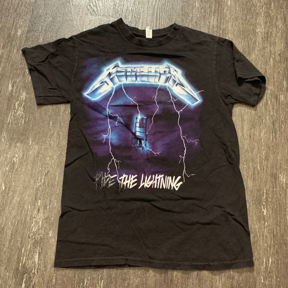 Metallica Ride The Lightning Black Heavyweight T Shirt ALSTYLE Mens Size S